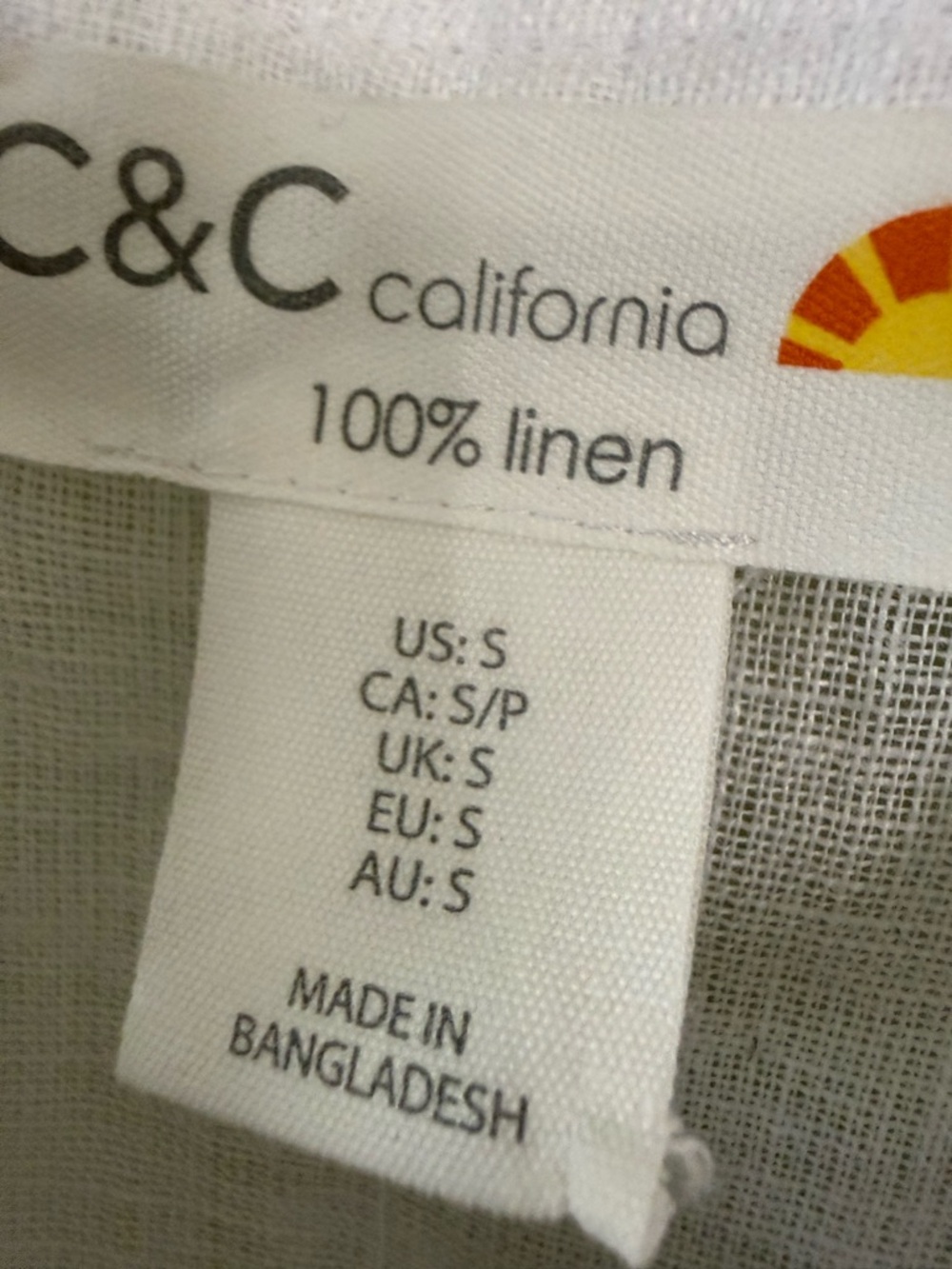 C&C California White Linen Top with Sun Logo Detail - Picture 3 of 8